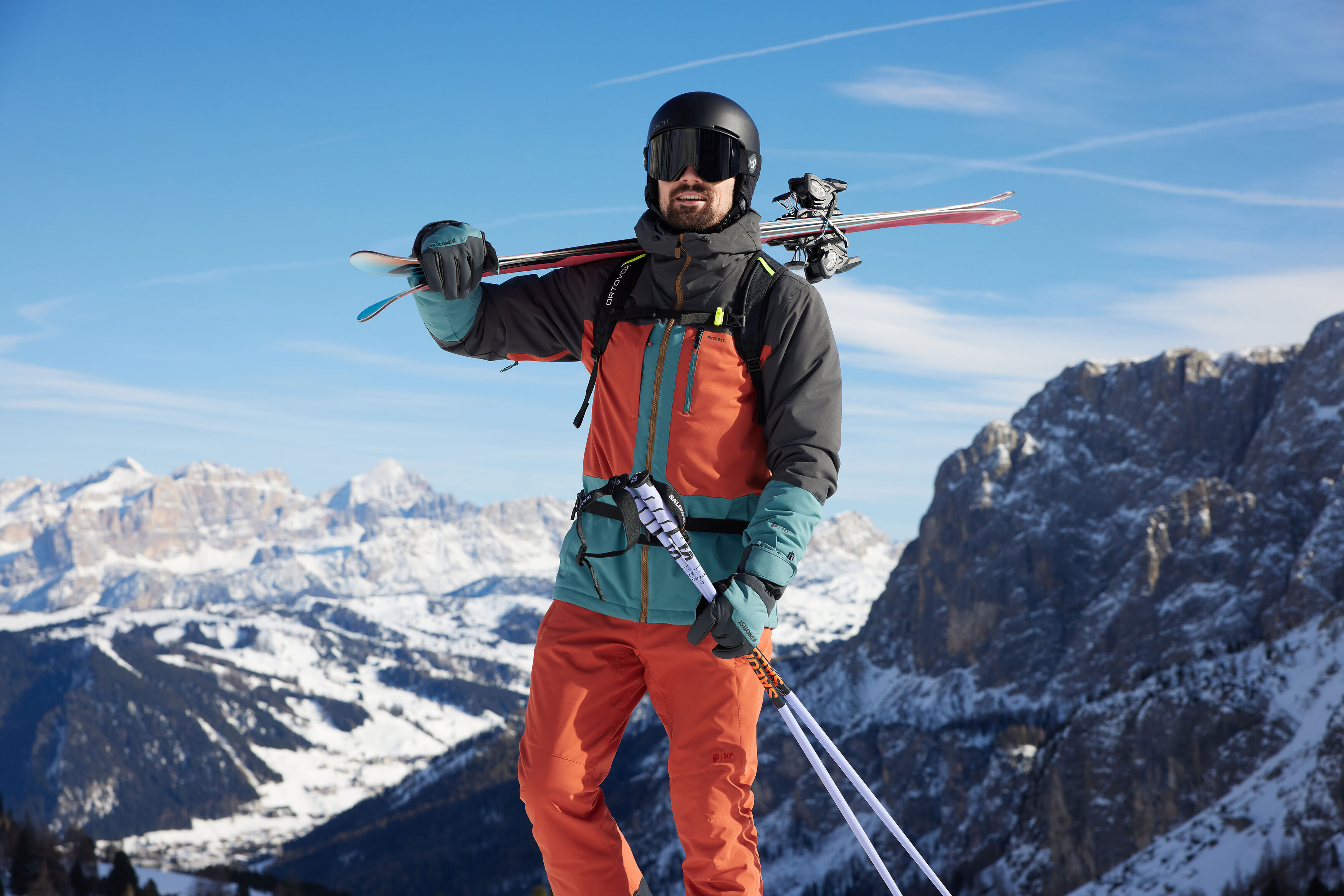 Combinaison de ski à imprimé placé et poches zippées
